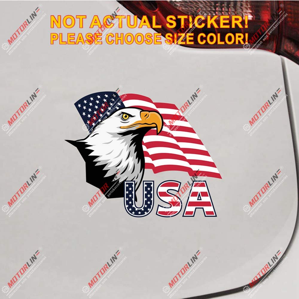 Bald Eagle USA American Flag Decal Sticker Car Vinyl Reflective Glossy Pick Size (Reflective, 4'' x 3.2" (10.2cm x 8.1cm))