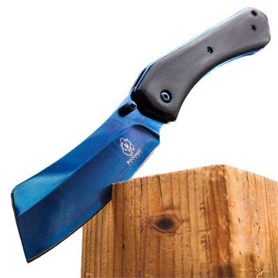 KCCEDGE BEST CUTLERY SOURCE EDC Pocket Knife Camping Accessories Razor Sharp Edge Cleaver Blade Folding Knife for Camping Gear Survival Kit 58649 (Black Blue)