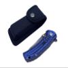 Herbertz German 440 Stainless Steel Folding Pocket Knife Ball-Bearing Lock, Unique tow-toned stonewashed Blade Finish, Blue G-10 Handle, Good for Outdoor Cooking Camping view 3