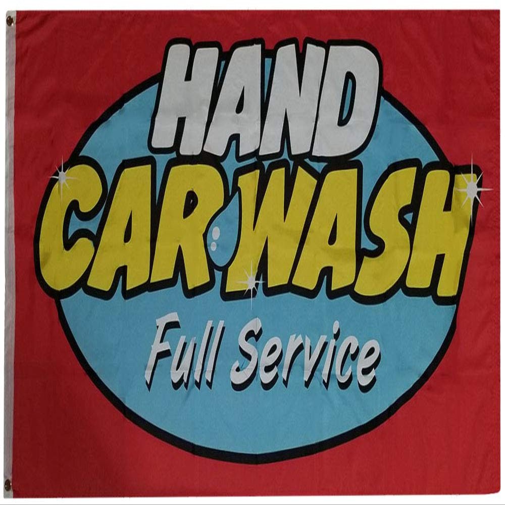 3x5 Hand Car Wash Full Service 100D Woven Poly Nylon Flag 5x3 Banner Grommets Heavy Duty (RUF)