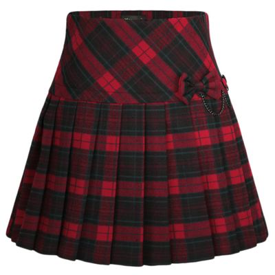 chouyatou Women's A-Line Plaid Wool Blend Pleated Skirt Side Zipper (XX-Large, 65Red)