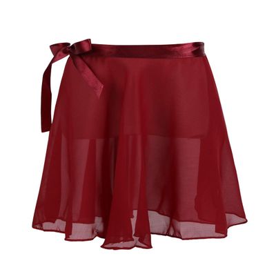 Alvivi Children's Girls Chiffon Ballet Dance Wrap Around Skirt Kids Sports Skate Leotards Tutu Skirts Burgundy 4-6