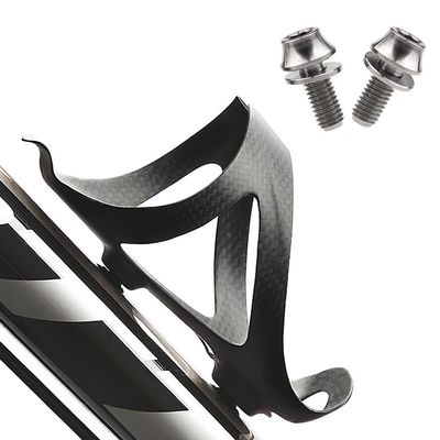 Yaruijia Lightweight Carbon Fiber Bicycle Water Bottle Cages with M5x12mm Titanium Screws for MTB Road Bike (Titanium Bolt+Matte)