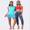 BUBBLELIME 5"/19"/26" XXS-XL Women's UPF 50+ Adjustable Running Skort - Pleated Skirt_Blue XX-Small-5" Inseam view 4