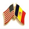 Andorra Friendship Double Flag Lapel Pin US Crossed Emblem Tie and Hat Pin Badge view 1