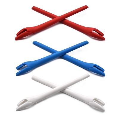 SOODASE Red/Blue/White Replacement Silicone Earsocks Rubber Kit For Oakley Radar EV Path Sunglasses