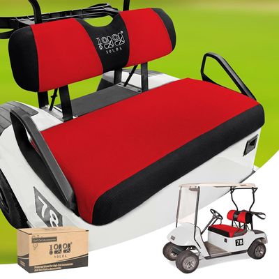 10L0L Golf Cart Seat Covers Kit - Universal Fit for EZGO TXT/RXV Front Seats | Breathable Mesh Fabric | Easy Installation | Red & Black (No Staples Required)