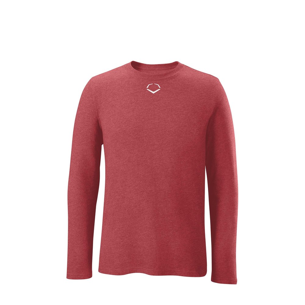 EvoShield Junior Long Sleeve Tee - Youth | Baseball/Softball | Scarlet Red | M Medium