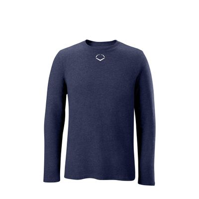 EvoShield Junior Long Sleeve Tee - Youth | Baseball/Softball | Navy Blue | S Small