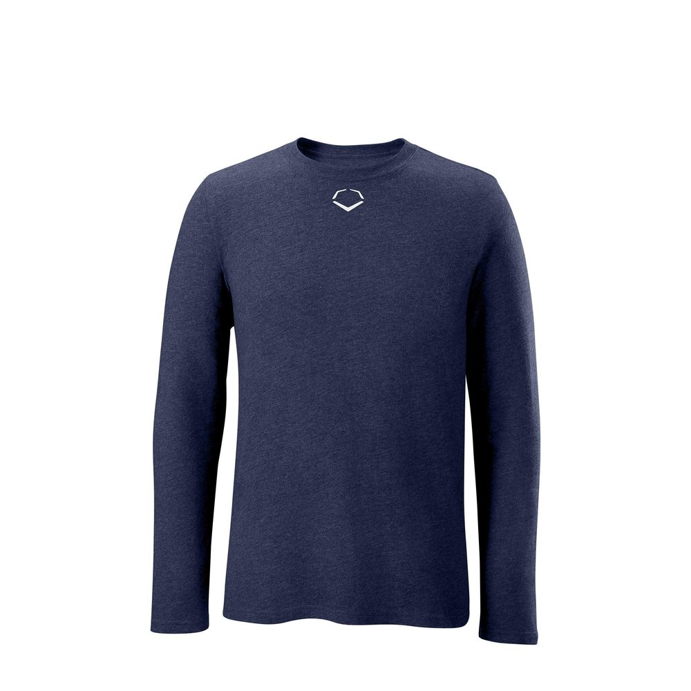 EvoShield Junior Long Sleeve Tee - Youth | Baseball/Softball | Navy Blue | S Small