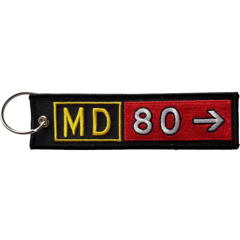 AV8R Airport Taxiway Sign Keychain. Select from a variety of aircraft types! (MD80)