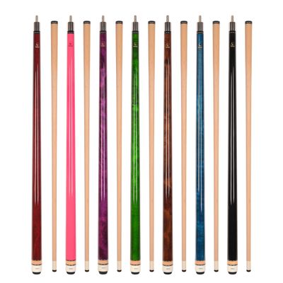 ASKA Set of Wrapless 2-Piece Billiard Pool Cues L3, 58" Hard Rock Canadian Maple, 13mm Hard Le Pro Tip, Mixed Weights and Colors (Set of 7 Sticks)