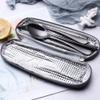 Travel Utensils Set with Case  8-Piece Reusable Stainless Steel Camping Cutlery Set for Lunchbox, Office, School  Portable Fork Spoon Knife Chopsticks  Dishwasher Safe  Black view 3