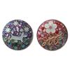 Antique Alive Mother of Pearl Dog Cat Fish Flower Design Circle Coin Metal Magnetic Pro Hat Cap Clip Golf Ball Marker Gift Set (Dog Flower) view 2