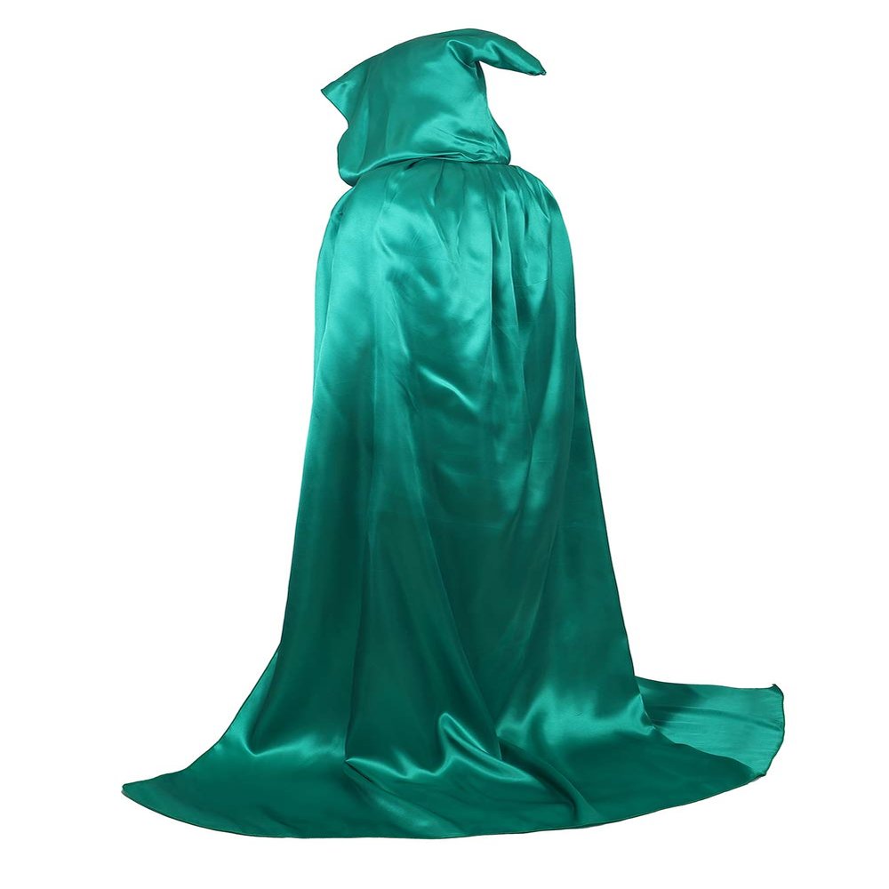 Grebrafan Unisex Hooded Cloak Satin Full Length Pirate Cape (Large, Green)