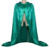 Grebrafan Unisex Hooded Cloak Satin Full Length Pirate Cape (Large, Green) view 4