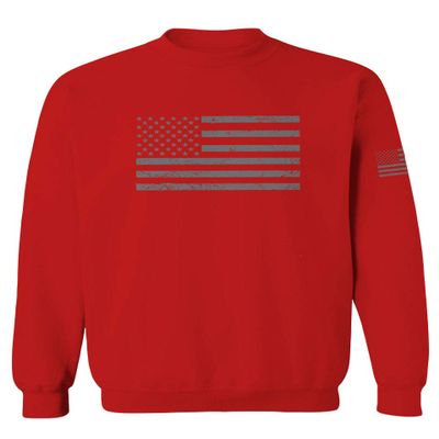 0176. Gray America USA American United States Vintage Flag Patriotic Style Men's Crewneck Sweatshirt (Red, X-Large)