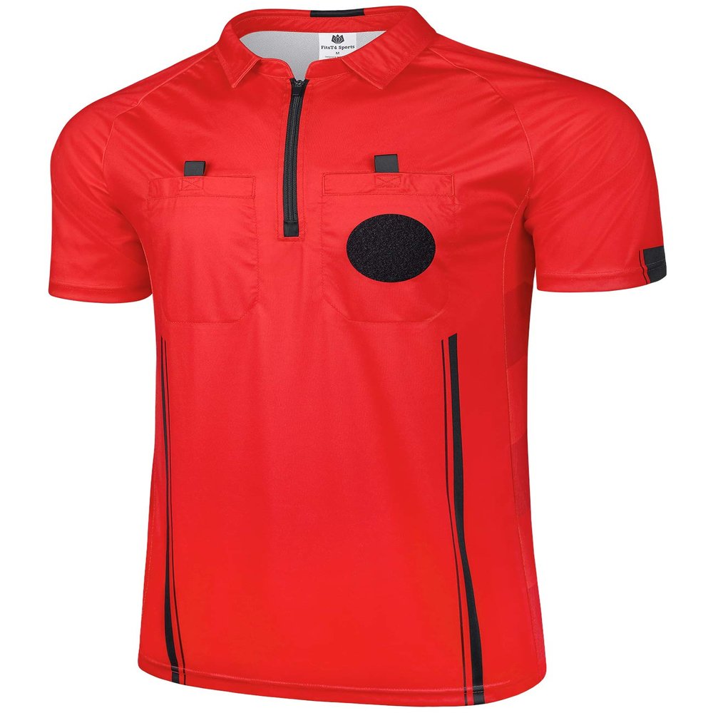 FitsT4 Sports Pro Soccer Referee Jersey Short Sleeve Ref Shirts Red XX-Large