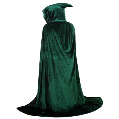 Grebrafan Unisex Hooded Cloak Velvet Full Length Mardi Gras Cape (Small, Green)