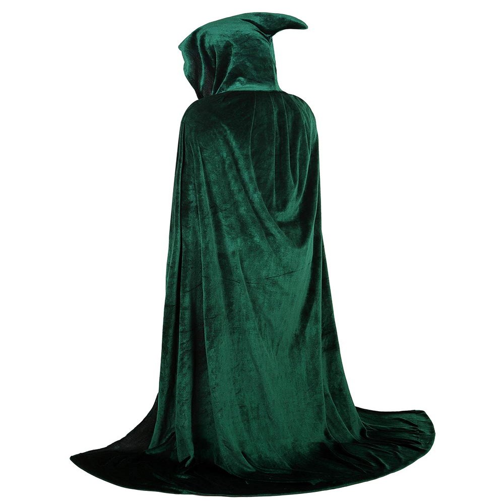 Grebrafan Unisex Hooded Cloak Velvet Full Length Mardi Gras Cape (Small, Green)