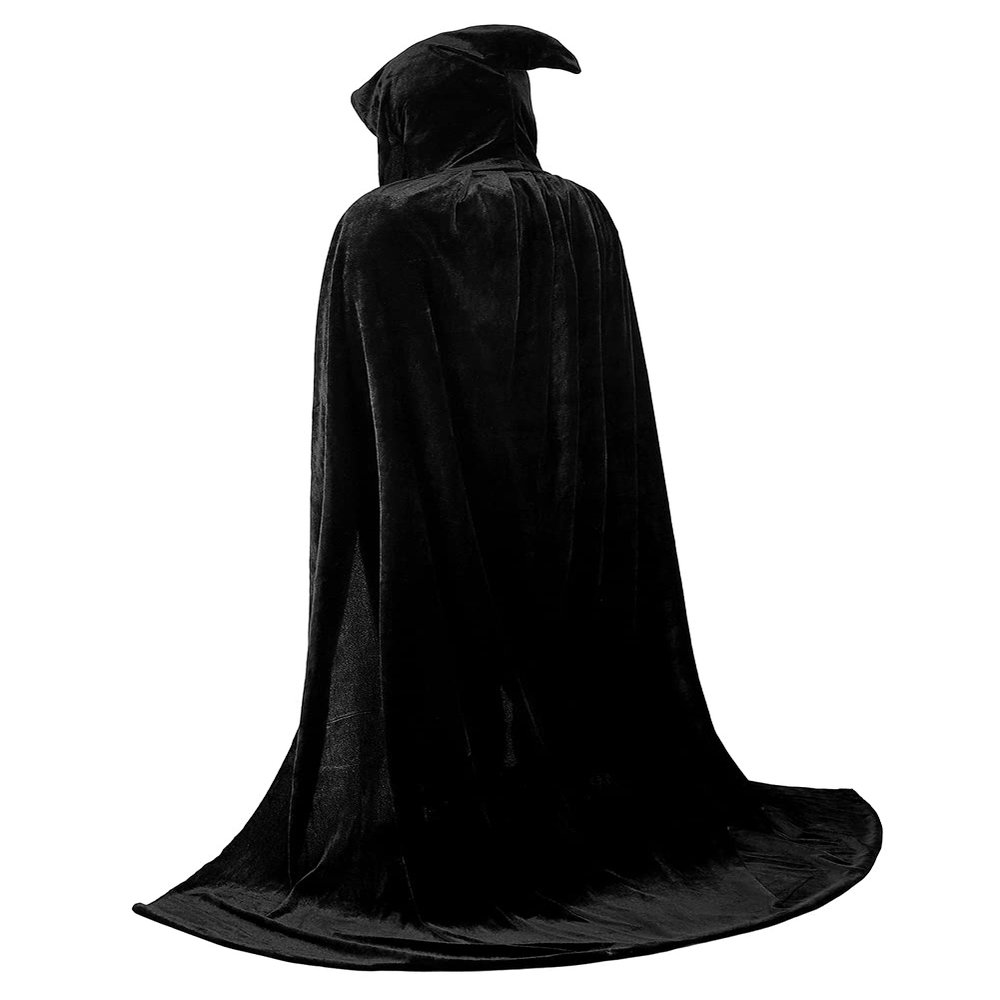 Grebrafan Unisex Hooded Cloak Velvet Full Length Halloween Cape (Large, Black)