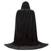Grebrafan Unisex Hooded Cloak Velvet Full Length Halloween Cape (Large, Black) view 3