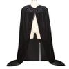 Grebrafan Unisex Hooded Cloak Velvet Full Length Halloween Cape (Large, Black) view 4