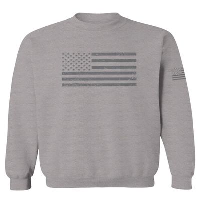 0176. Gray America USA American United States Vintage Flag Patriotic Style Men's Crewneck Sweatshirt (Light Gray Medium)