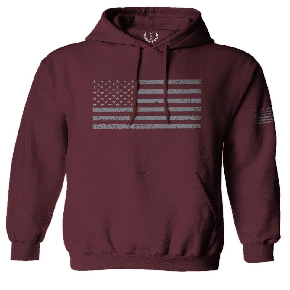 0176. Gray America USA American United States Vintage Flag Patriotic Style Sweatshirt Pullover Hoodie (Maroon X-Large)