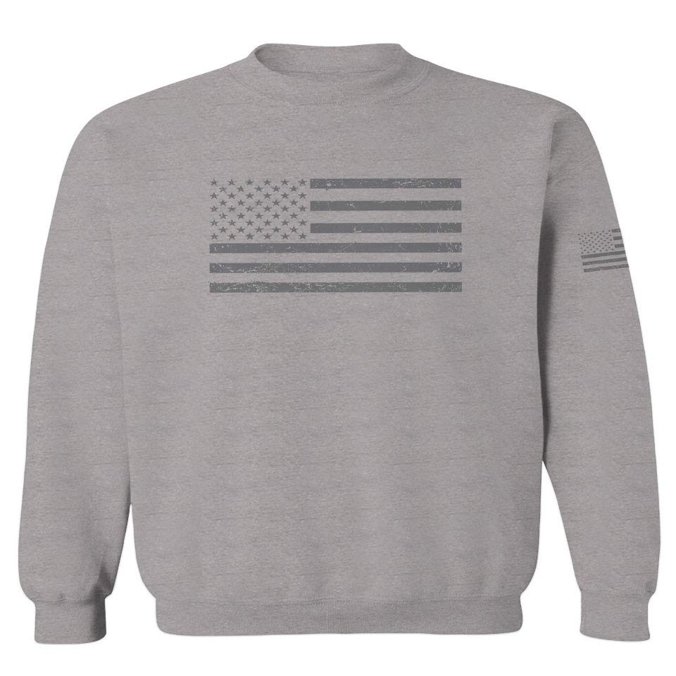 0176. Gray America USA American United States Vintage Flag Patriotic Style Men's Crewneck Sweatshirt (Light Gray X-Large)