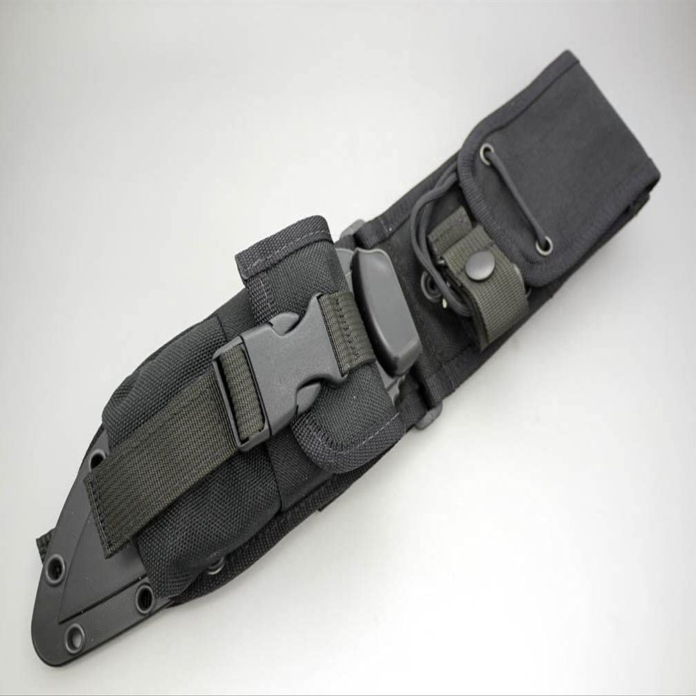 ESEE Black Molded Sheath, MOLLE Compatible Accessory Pocket, 2 Compartments, Black Plastic Pouch