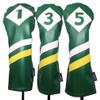 Majek Retro Golf Headcovers Green White and Yellow Vintage Leather Style 1 3 5 Driver and Fairway Head Covers Fits 460cc Drivers Classic Look view 1