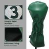 Majek Retro Golf Headcovers Green White and Yellow Vintage Leather Style 1 3 5 Driver and Fairway Head Covers Fits 460cc Drivers Classic Look view 2