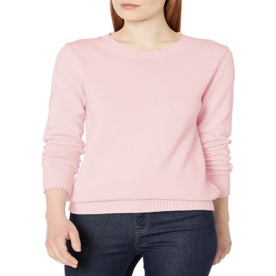 Amazon Essentials Women's Crewneck Sweater, 100% Cotton, Light Pink, XX-Large, Plus Size Available