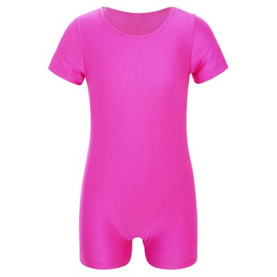 JEATHA Kids Boys Girls One Piece Bodysuit Short Sleeve Ballet Dance Leotard Gymnastics Sports Jumpsuit Purple 10