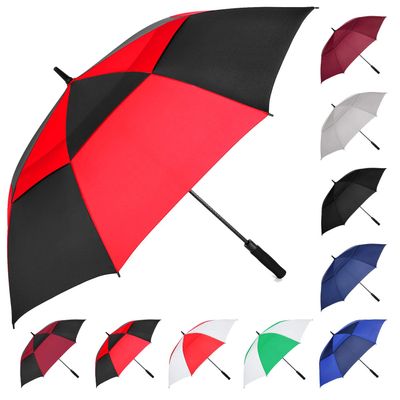 MRTLLOA Automatic Open Golf Umbrella, Extra-Large Oversized Double Canopy Vented Windproof Waterproof Stick Rain Golf Umbrellas for Men and Women(Red Black/62 in)