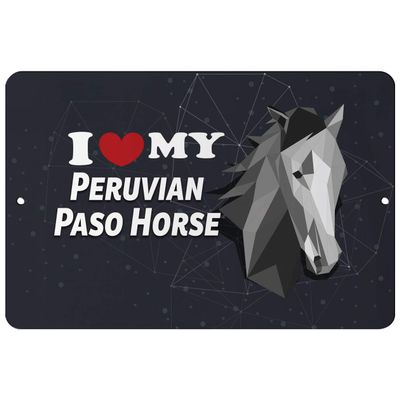 Makoroni - I Love My Peruvian PASO Horse Horse Horses - Street Sign 12"x18" Aluminum, Des x76