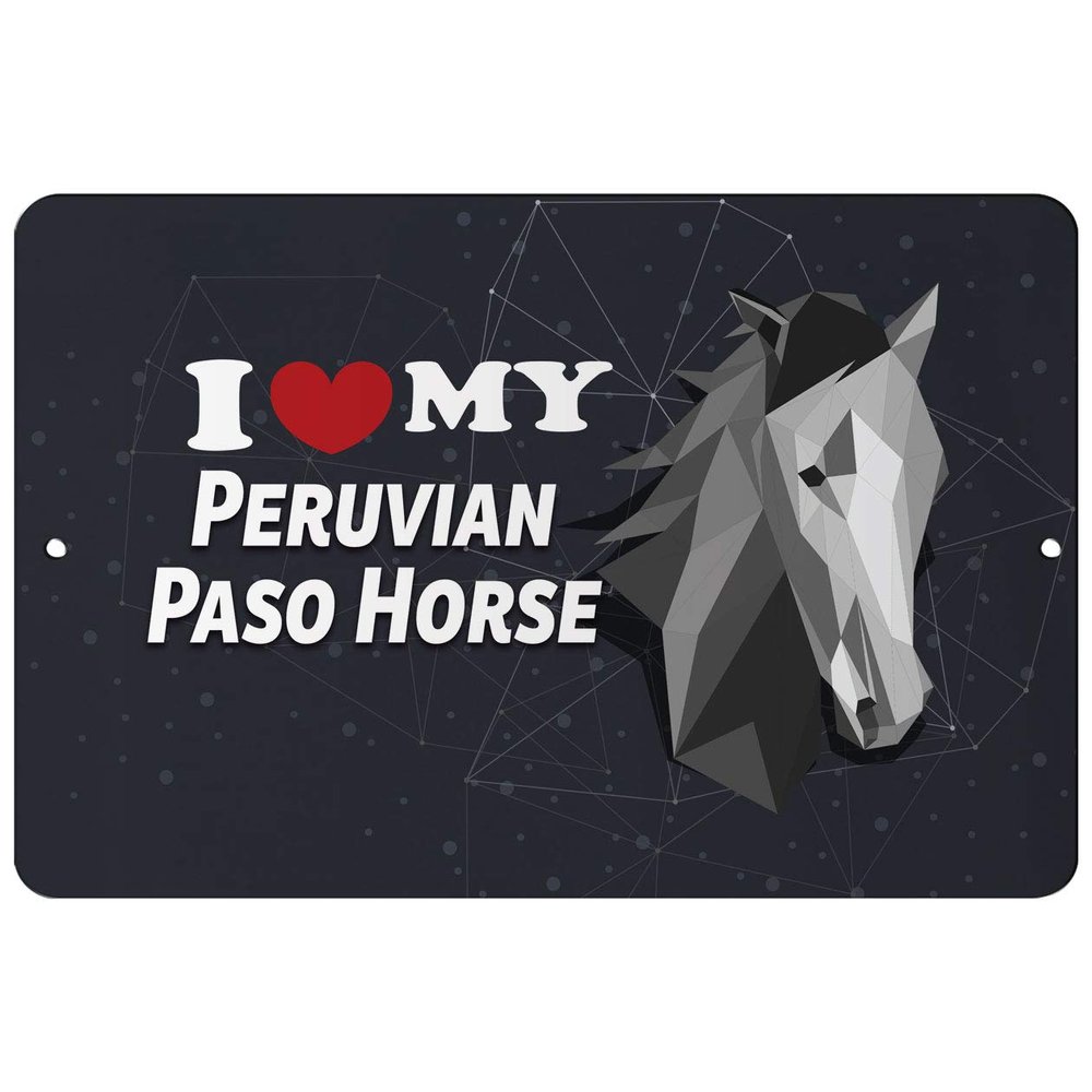 Makoroni - I Love My Peruvian PASO Horse Horse Horses - Street Sign 12"x18" Aluminum, Des x76