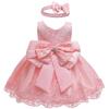 Baby Girls Pageant Lace Dresses Toddler Birthday Party Embroidery Easter Dress with Headwear (Pink02,3M) view 3