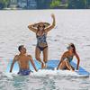 Aqua Ultimate Floating Water Mat  Heavy Duty Floating Island Pad with Expandable Zippers  Navy/White Stripe view 2