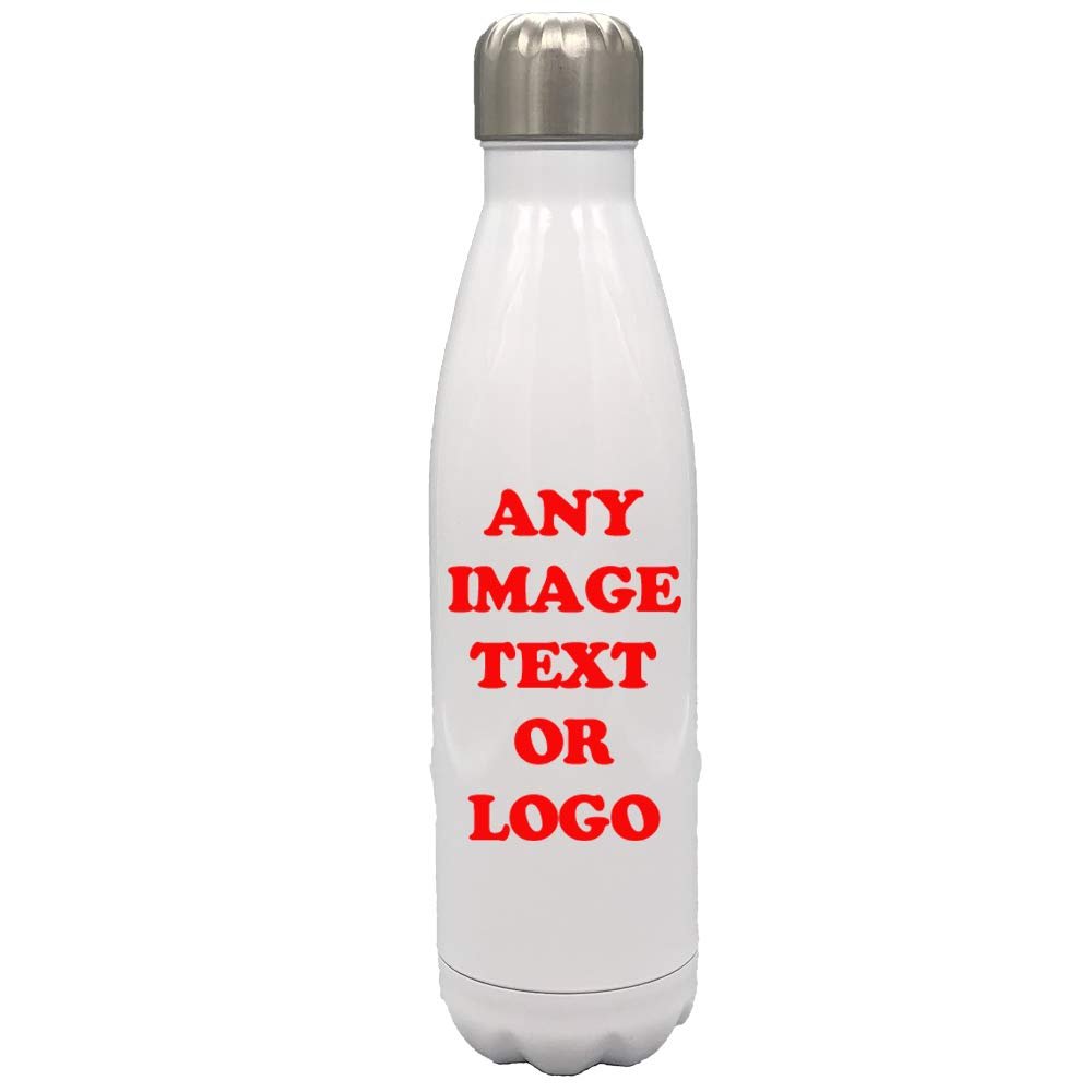 Personalized Water Bottle - Custom Water Bottle - 17 oz Vacuum Insulated Thermal Stainless Steel Water Bottle - Any Photo - Any Text - Any Logo