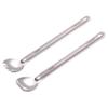 Lot of 2 Titanium Long Handle Spoon & Spork (2 in 1 spoon & fork) Outdoor Ultralight Portable Stirring/Mixing Cookware Polished bowl Flatware for Kitchen Camping Hiking Traveling w. Storage bag view 1