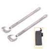 Lot of 2 Titanium Long Handle Spoon & Spork (2 in 1 spoon & fork) Outdoor Ultralight Portable Stirring/Mixing Cookware Polished bowl Flatware for Kitchen Camping Hiking Traveling w. Storage bag view 2