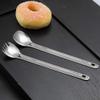 Lot of 2 Titanium Long Handle Spoon & Spork (2 in 1 spoon & fork) Outdoor Ultralight Portable Stirring/Mixing Cookware Polished bowl Flatware for Kitchen Camping Hiking Traveling w. Storage bag view 4