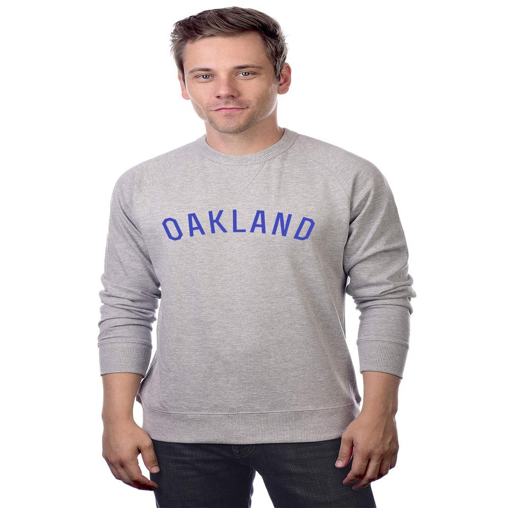 Daxton Oakland Sweatshirt Athletic Fit Pullover Crewneck French Terry Fabric, HthGrey Sweatshirt Royal Letters, 1XL