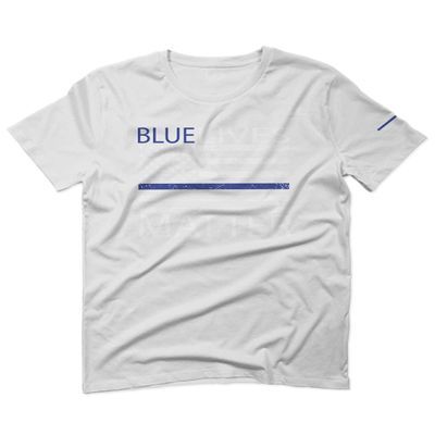 0181. Blue Lives Matter American Flag Thin Blue Line USA Police Support Patriotic Style for Men T Shirt (White, Small)