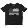 0181. Blue Lives Matter American Flag Thin Blue Line USA Police Support Patriotic Style for Men T Shirt (Black Medium) view 1