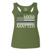 0181. Blue Lives Matter American Flag Thin Blue Line USA Police Support Patriotic Style Women's Tank Top Racerback (Olive, Small) view 1