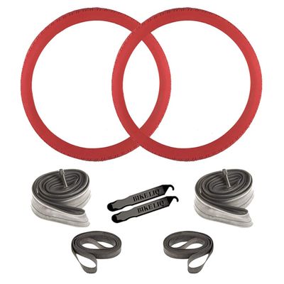 Sunlite City Tire CST1218 OEM 26 x 2.125 Wire Bead Street Durable Town Tube Rim Strip Lever Bundle (Red)