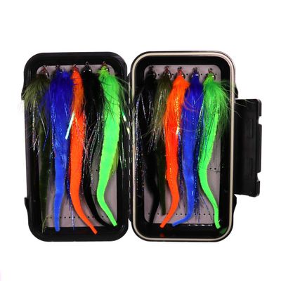 wifreo 10pcs/Box Fly Fishing Flies Dragontail Fly Combo Set, Assorted Color Muskie Bass Fishing Lure Pike Fly Marabou Trolling Bait Streamer